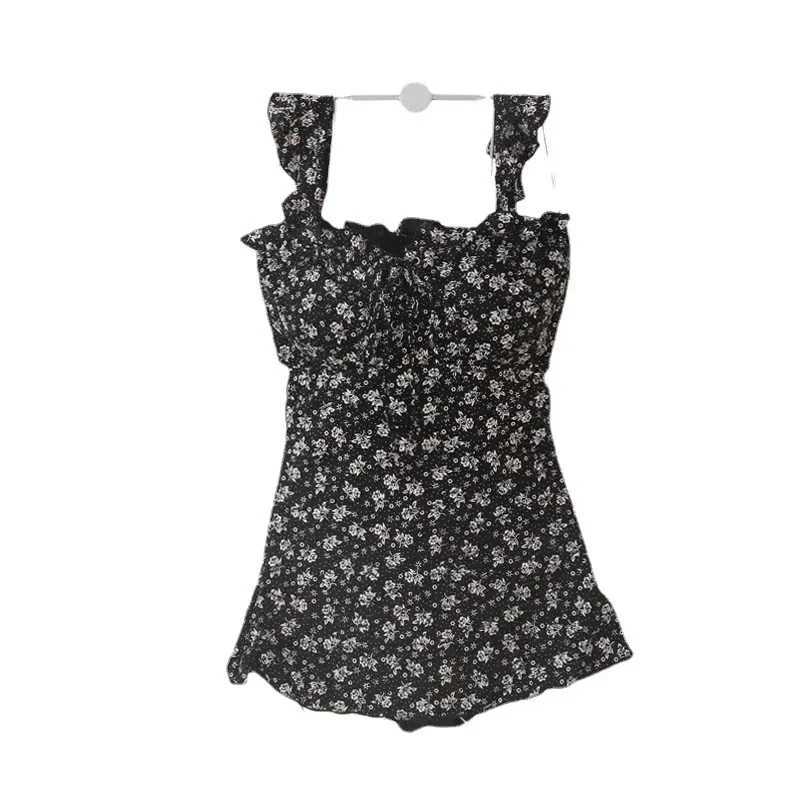 2022 New Korean Sexy High Waist Swimwear Women Print One Piece Swimsuit Fa ss Monokini Bathing Suit Swim WearXJ240108
