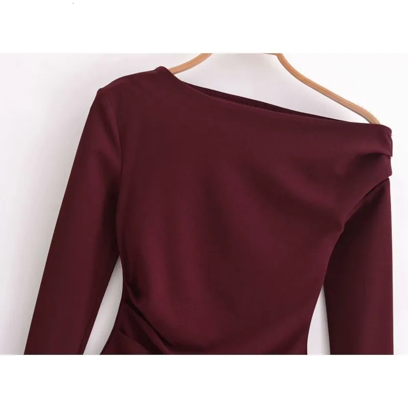 TRAF Asymmetric Elastic Chiffon Top Womens for Women Autumn Casual Shirts Slim Blouse Female Blouses 250109