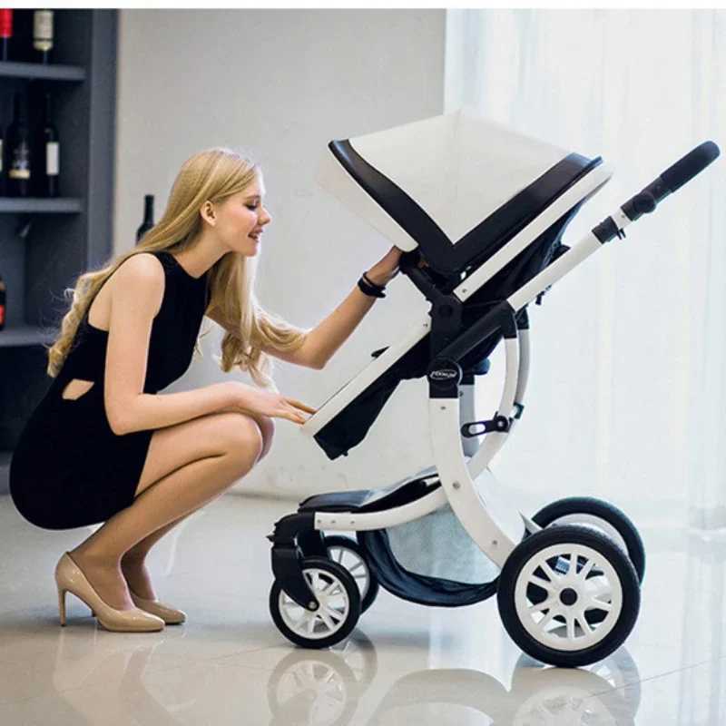 High visibility travel baby stroller lightweight folding baby stroller portable four-wheel baby stroller with adjustable handle W250109