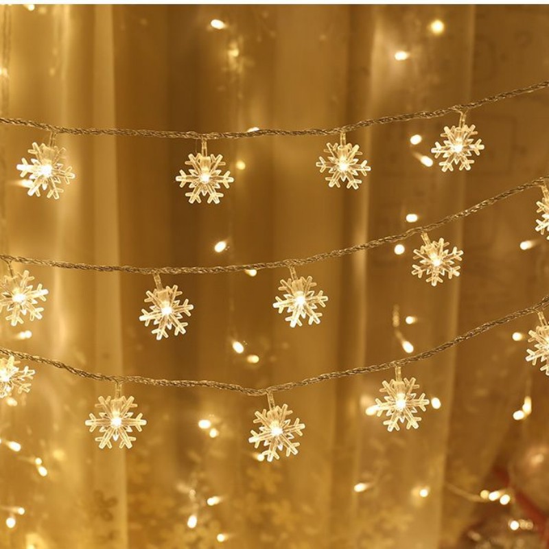 Cross-border LED snowflake string Christmas decoration wedding room decoration small colored lights Christmas tree decoration wholesale