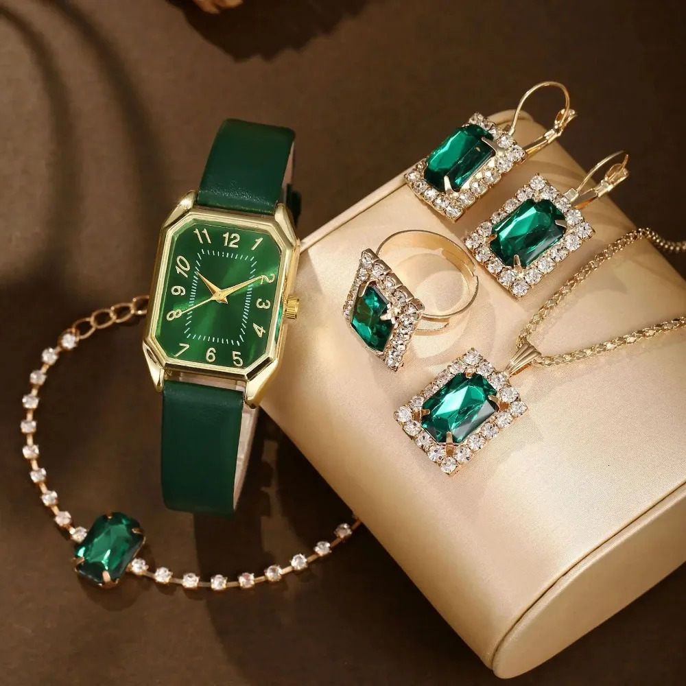 651PCS Fashion Square Womens Watches Ladies Quartz Wristwatch Jewelry Set Classic Simple Femme Relogio Feminino 241228