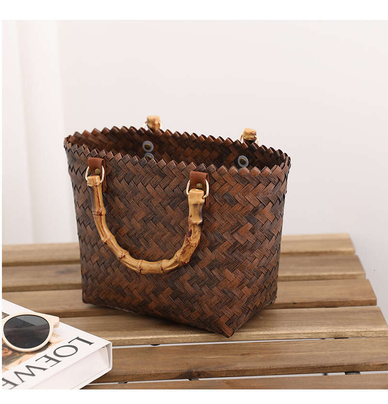 New Retro French Bag Versatile Large Capacity Woven Hand-Held Vegetable Basket Bag, Vacation Beach Bags