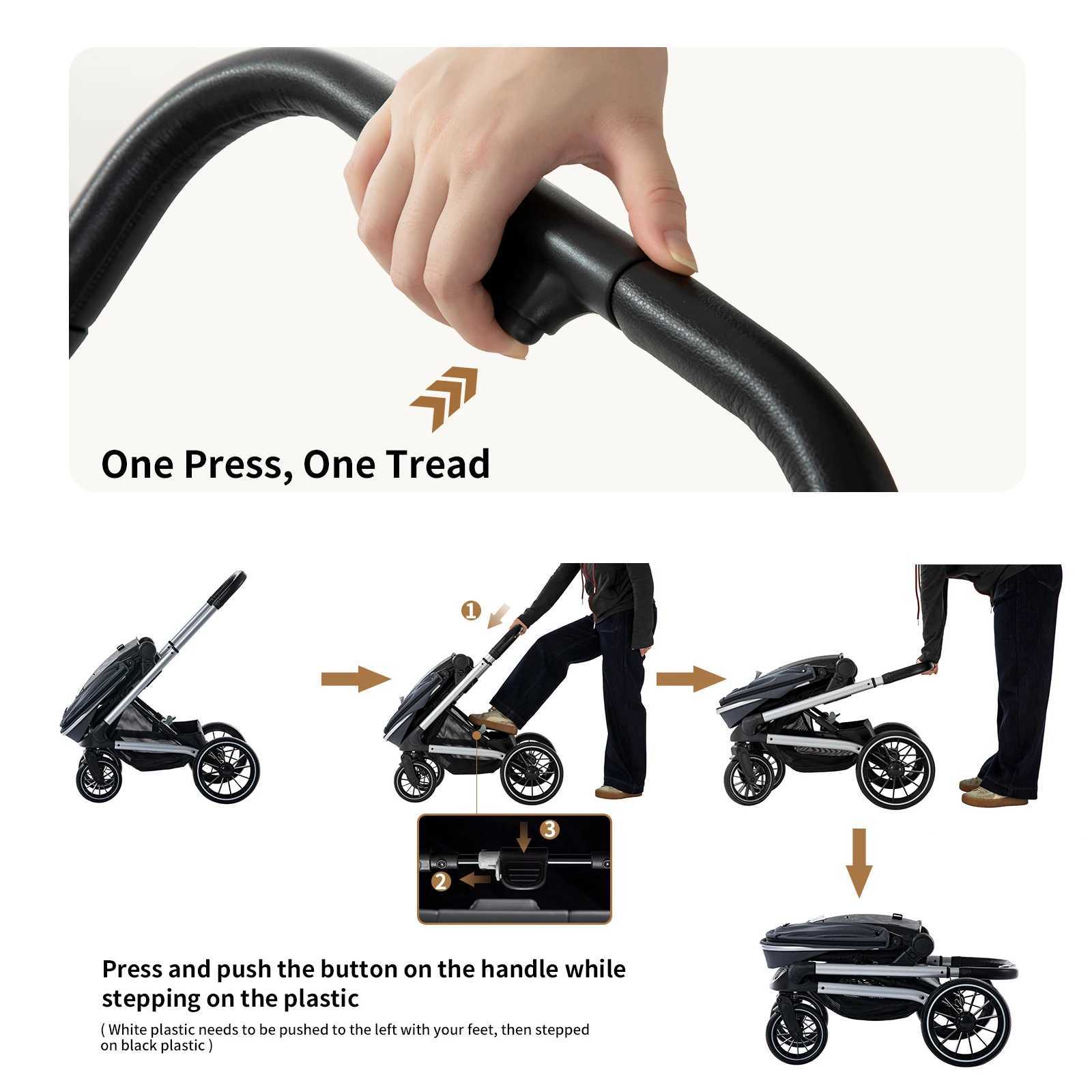 Baby stroller reversible seat newborn stroller with subwoofer mode luxury folding baby stroller toddler stroller baby pram Z250319