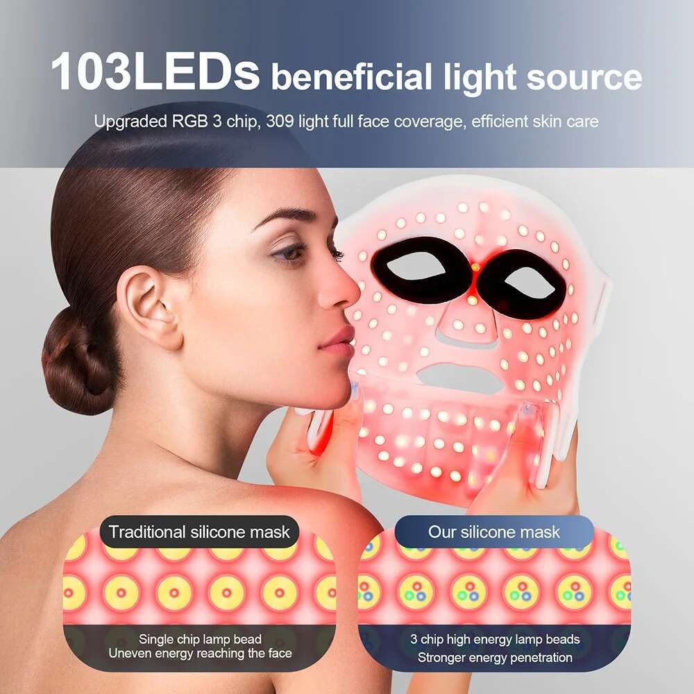Silicone Face With Neck 7 Colors LED Photon Red Light Infrared Therapy Flexible Facial Mask Repair Skin Wireless Use