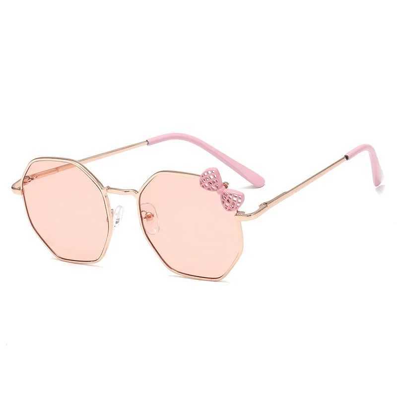 Fashion Boys and Girls Bow Metal Sunglasses B010 Polygonal Trend Childrens Sunglasses Outdoor UV400 Glasses W250109