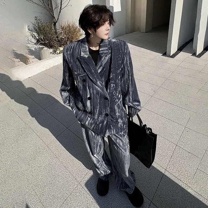 Personalized Trendy Jackets Two-Piece Sets Autumn Men's Clothing Stylish Elegant Straight Suit Pants