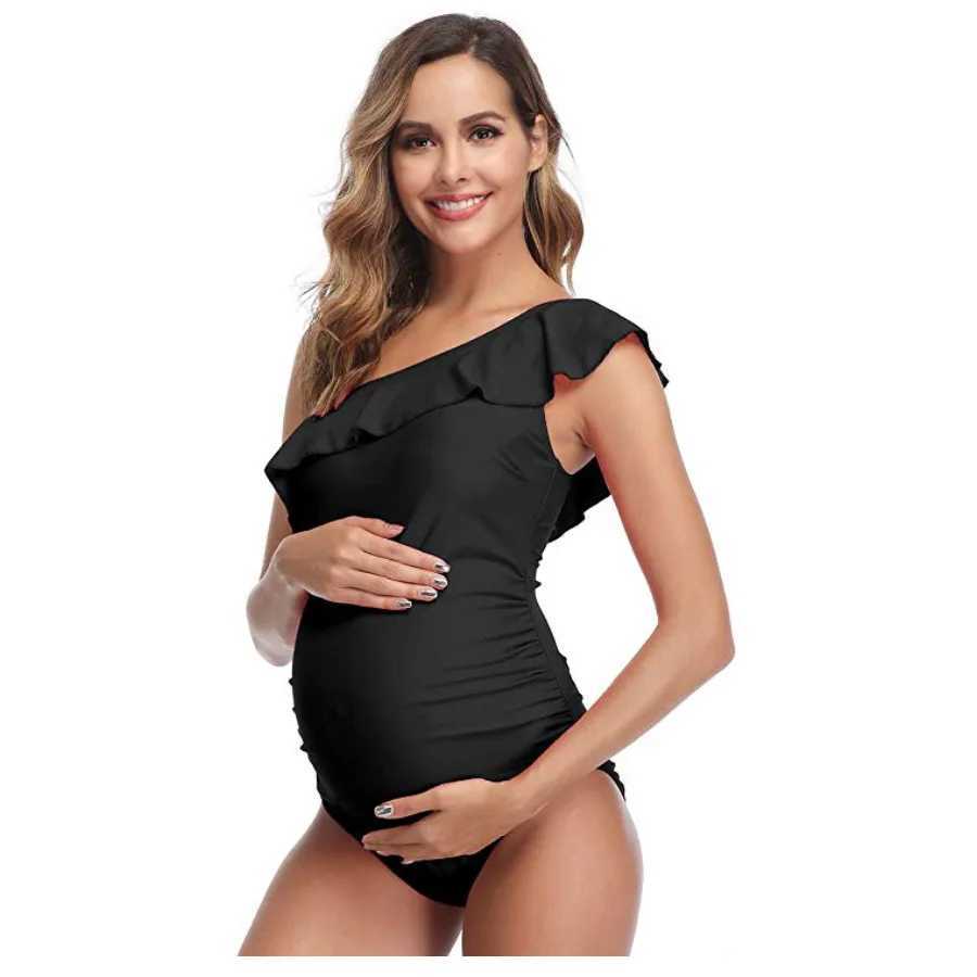 2023 Maternity Swimwear One Piece Swimsuit Beachwear Solid Summer swimwear womenXJ240108