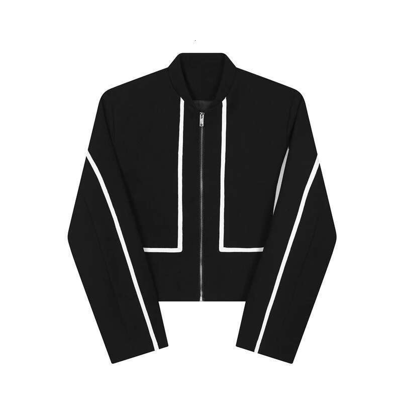 Autumn Fashion Color Contrast Stripe Original Short Casual Coat Men's High Street Elegant Trendy Jacket New