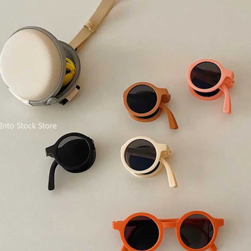Folding childrens sunglasses cute round sunglasses for girls and boys street photography glasses for children baby sunglasses UV protection W250109