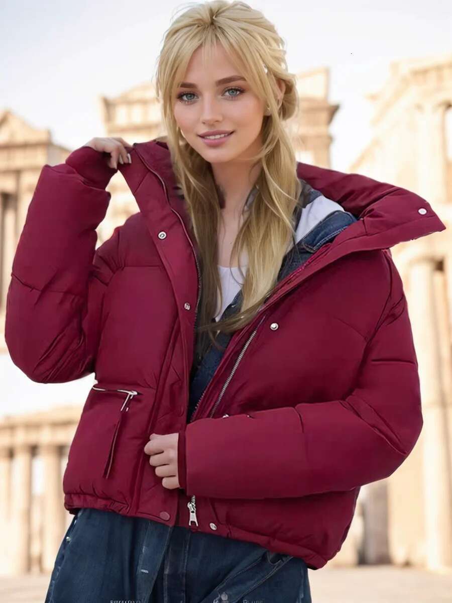On Sale Autumn Winter Women Ladies Zipper Front Down Jacket Outerwears Short Fashion Warm Puffer Coats Clothing