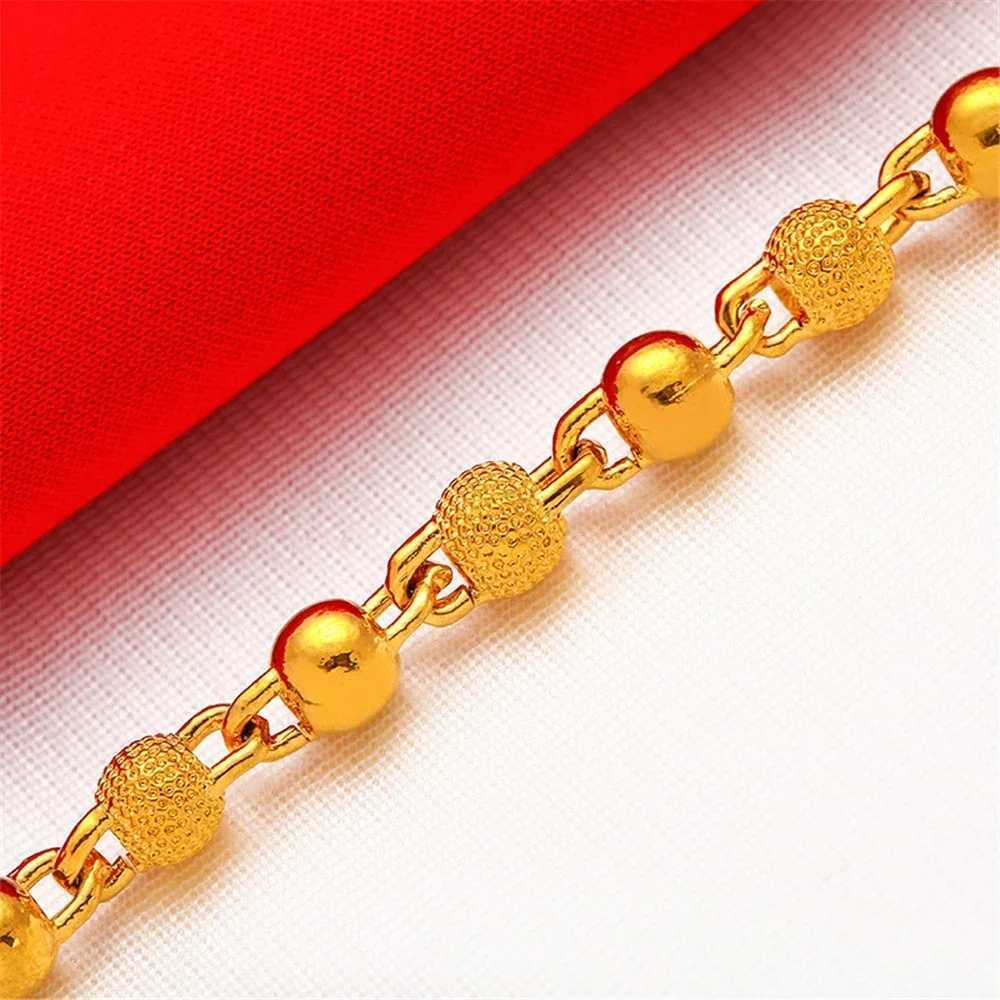 Fashion Luxury Golden Charm Bracelets for Women 6mm Smooth Beaded Chain Bracelet Wedding Jewelry Party Gift Pulseira FemmeXJ250109