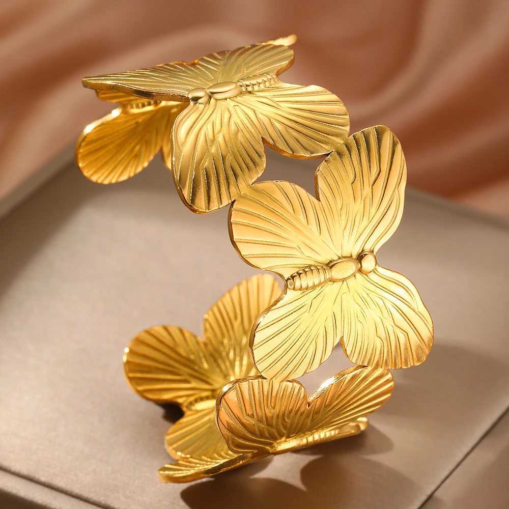 Stainl Steel Bracelets Fashion Hollow Flowers Bracelet Exaggerated Fine Bracelet For Women Jewelry Unique Gifts New PopularXJ250109