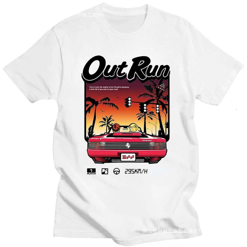 90s Vintage Out Run Top T Shirt Camisas Men Fashion Old Scho