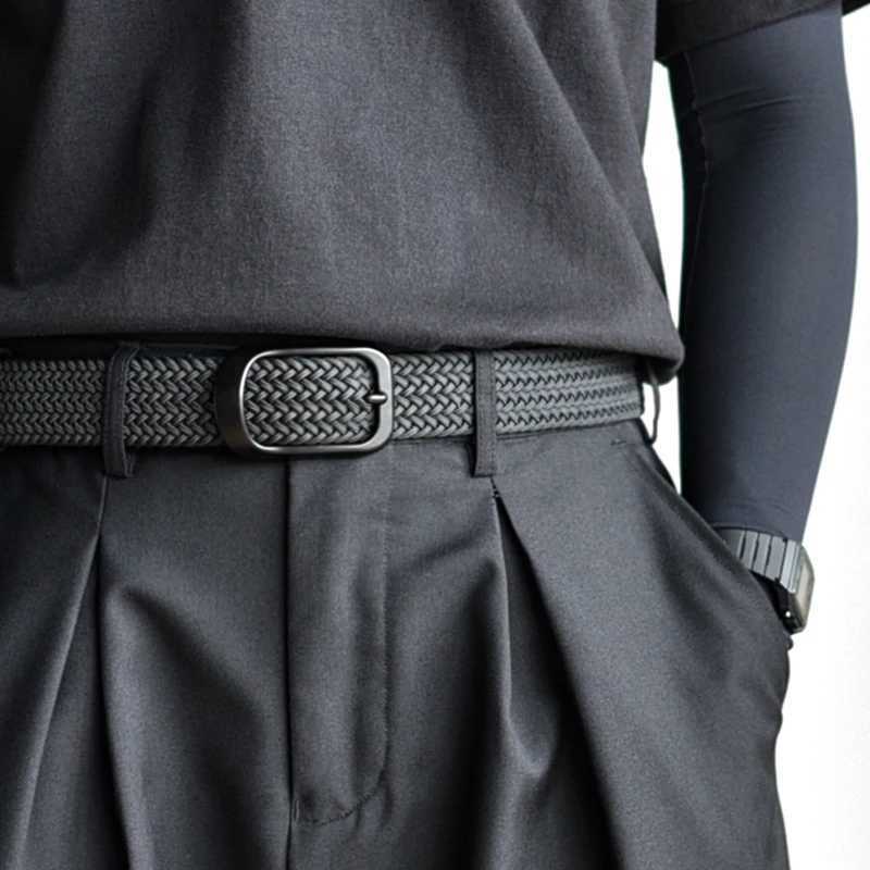 Knitted mens fashion belt suitable for young peoples casual multifunctional canvas belt with elastic golf stud fabric Lea W250109