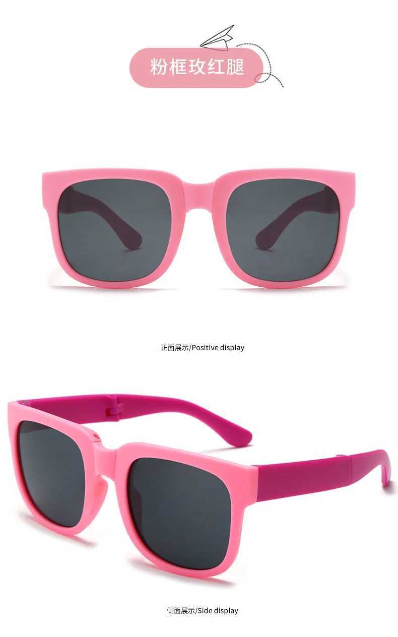 Colorful Folding Sunglasses Outdoor Childrens Sunglasses Boys and Girls Brand Design Square Glasses Child Protection Uv400 W250109