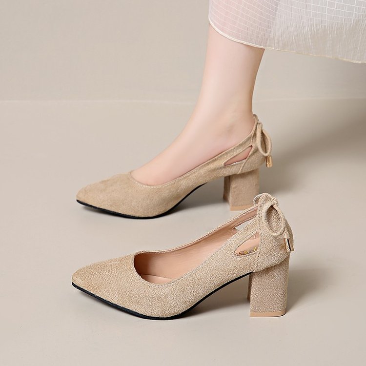 Women Dress Shoes Fashion Chunky Heel High Heel Niche Design New Sexy Style Simple Versatile Triple Black Pink Khaki Free shipping