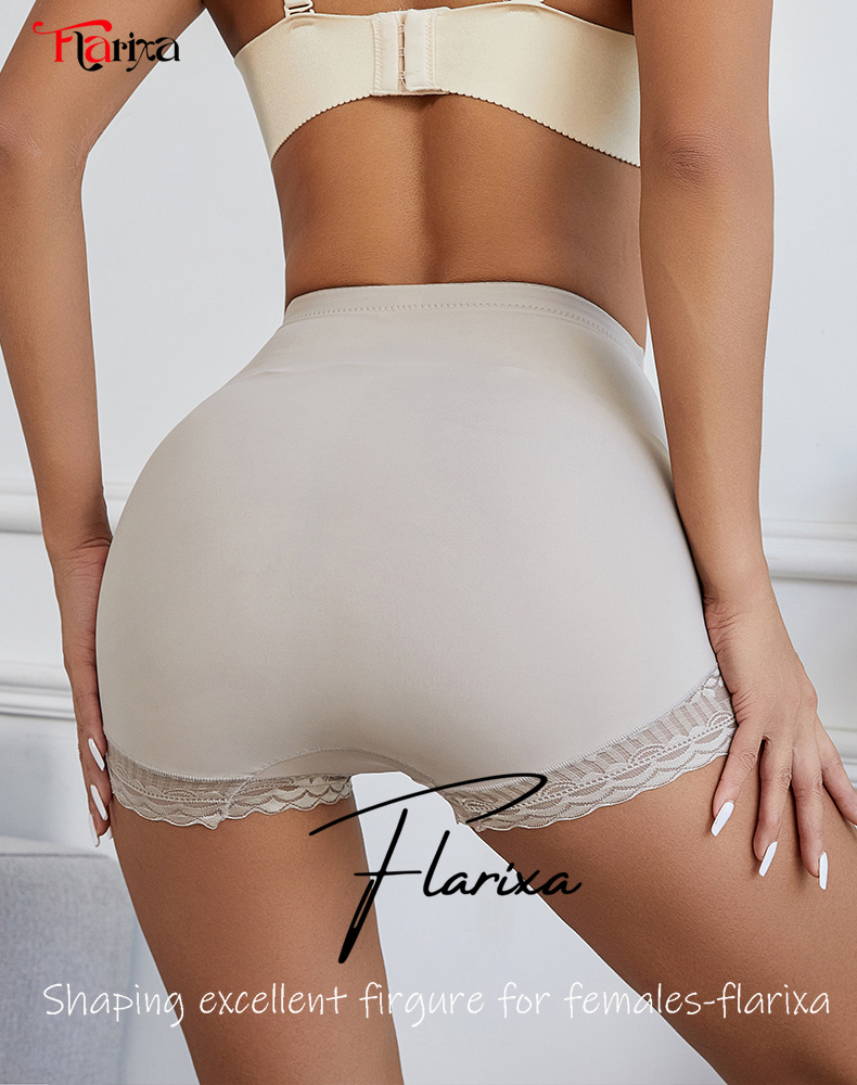 Flarixa High Waist Lace Flat Belly Shorts For Women Slimming Panties Shapewear Tummy Control Underwear Female Hip Lifting Pants