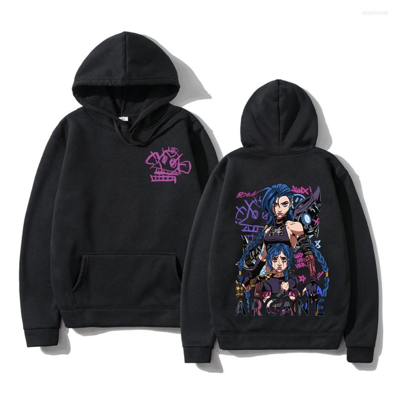 Men's Hoodies Arcane Jinx Hoodie Fashion Men Harajuku Anime Monkey Unisex Funny Cute Cartoon Pullovers Sweatshirts Hoodys