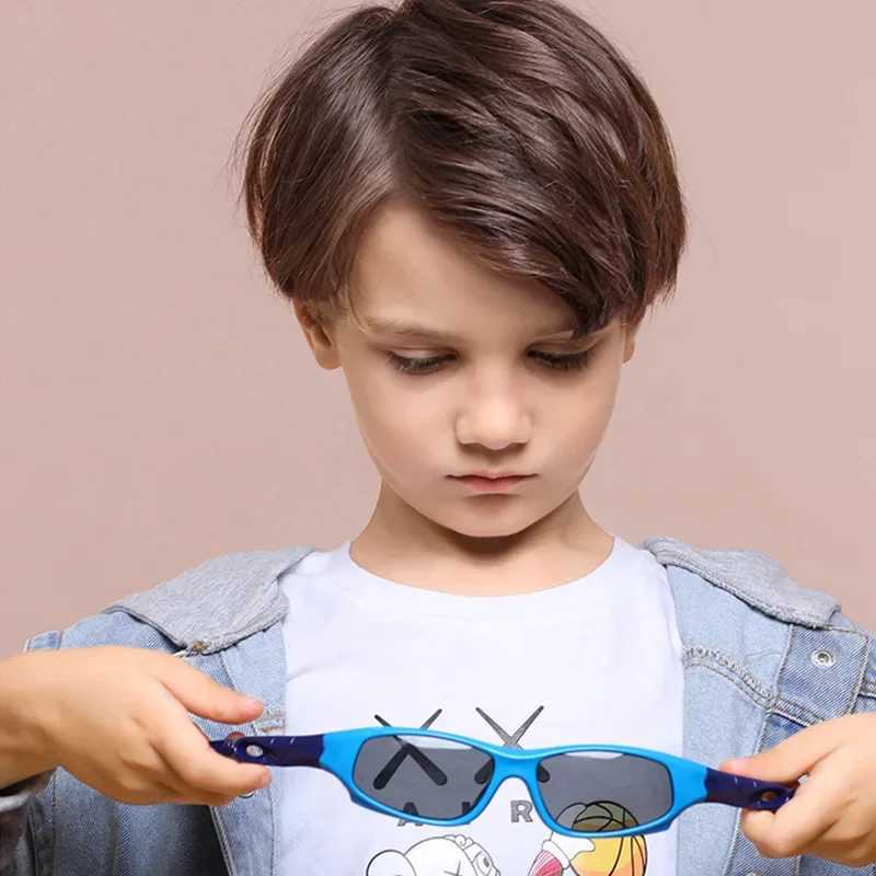 Childrens sunglasses polarized UV protection sports unbreakable flexible rubber sunshade suitable for children aged 3-12 years old W250109