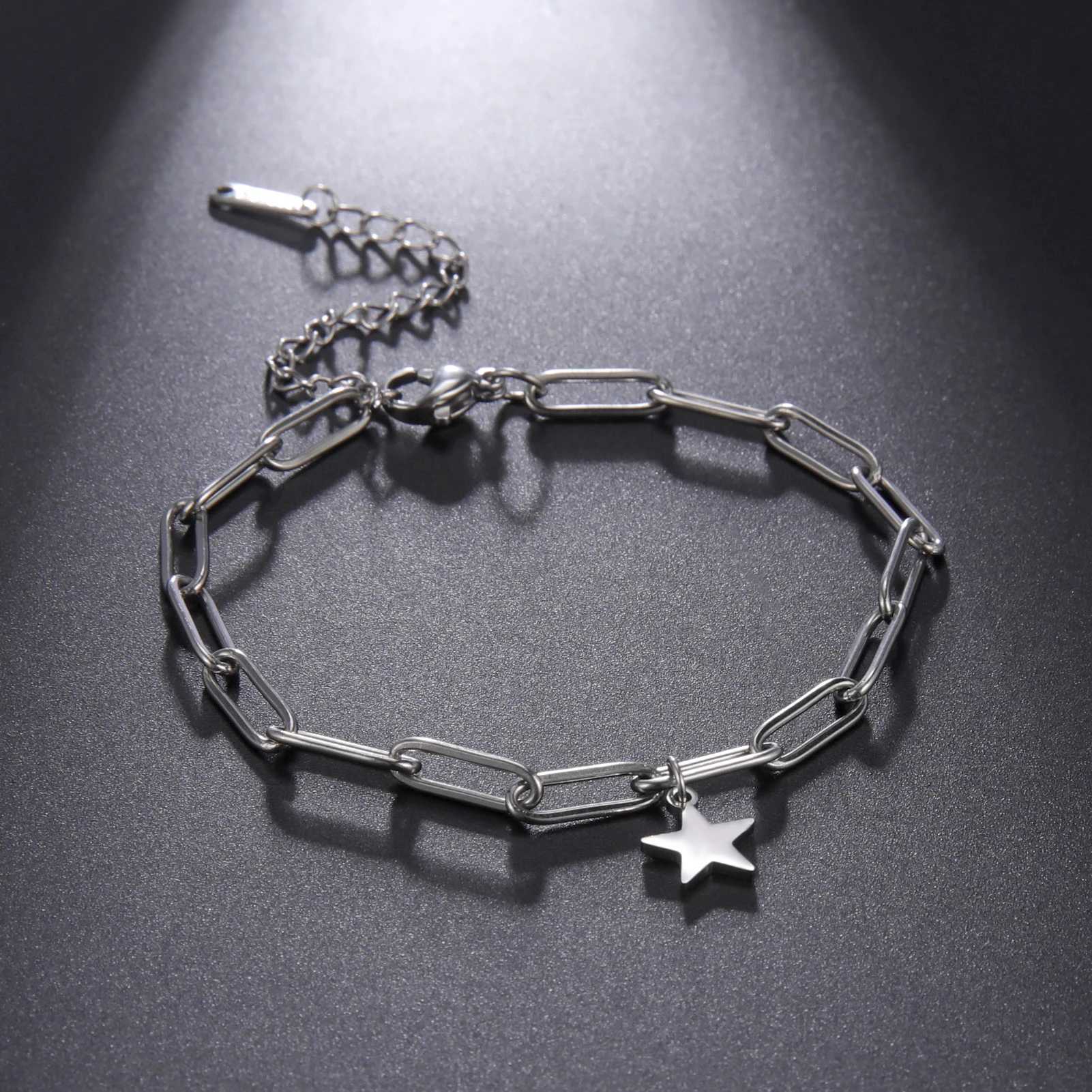 Amaxer Stainl Steel Bracelet For Women Man Pentagram Per Clip Chain Pulseira Wedding Anniversary Jewelry Mother GiftXJ250109