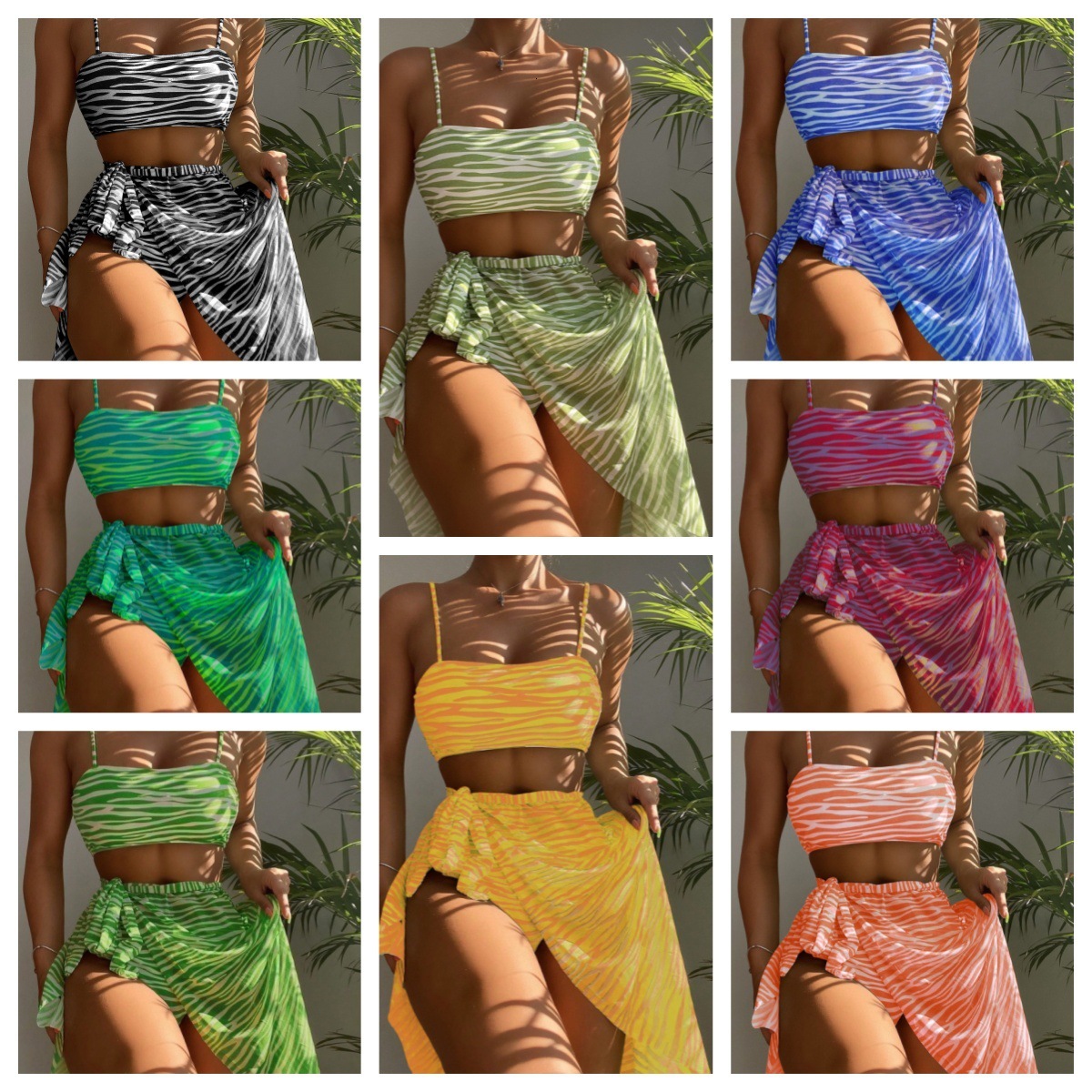 2025 new classic split style sexy and fashionable three piece designer women's swimsuit trendy beach swimsuit