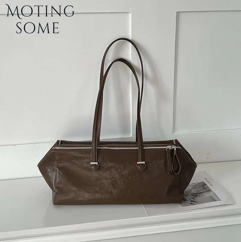 Motingsome First-Layer Vegetable Tanned Cowhide Woman Underarm Retro Shoulder Tote Vintage Handbag Commuter Bag 2025 New