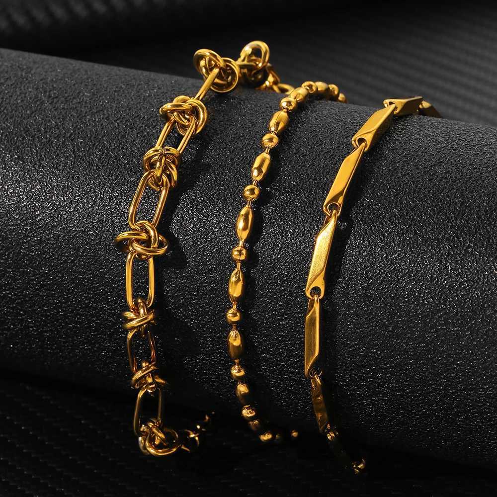 Stainl Steel Bracelet 3 Pieces Popular Creative Knotted Rhombic Chain Fine Bracelet For Women Jewelry Unusual Gift New SeniorXJ250109