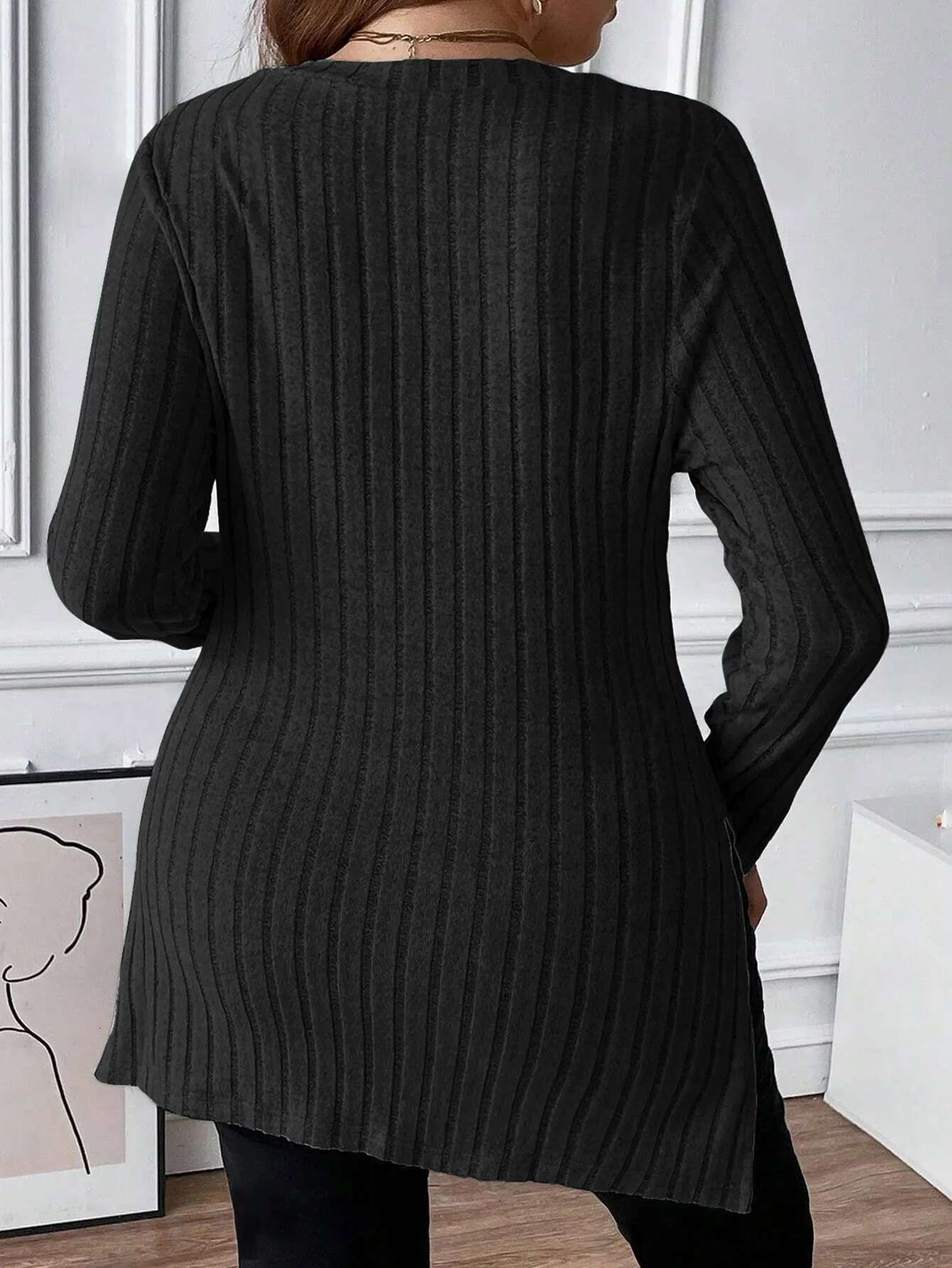 New Plus Size 1Xl-5Xl Women's Fashion Autumn And Winter Solid Color Sweater Ladies Square Neck Long Sleeved Casual Top