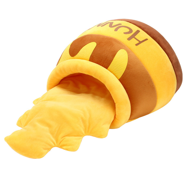 Cute autumn and winter deep sleep pet house with thick pad inside, cartoon style, warm for dogs and cats