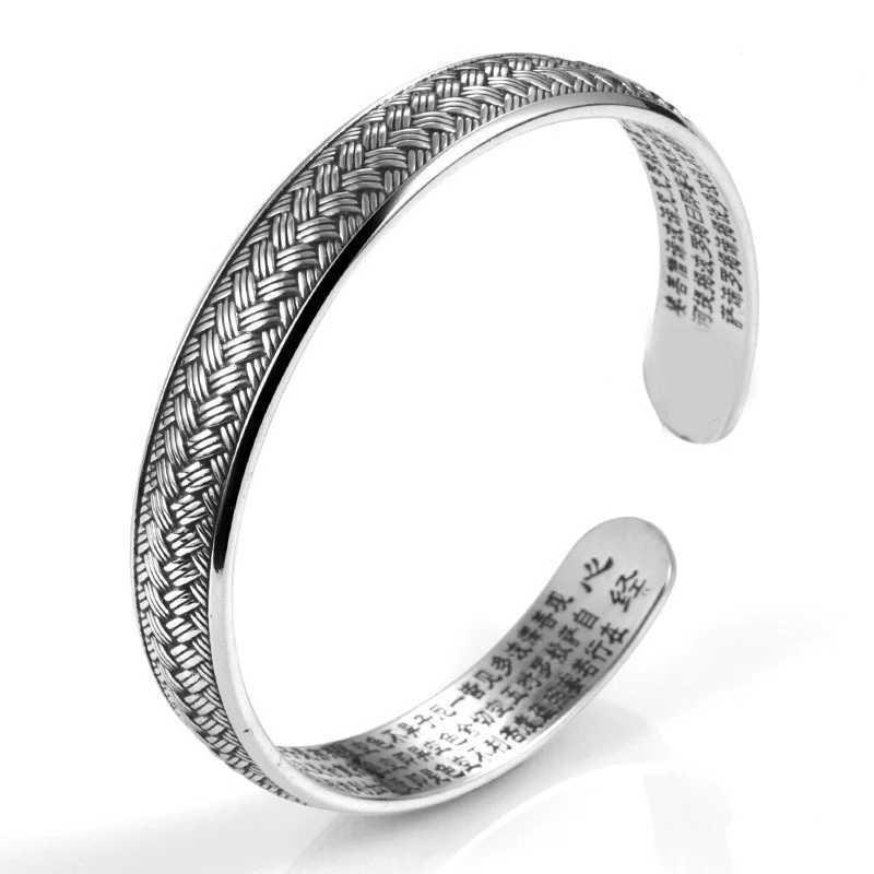 ANENJERY Wave Pattern Cuff Bracelets Bangles For Men Retro Handmade Thai Silver JewelryXJ250109