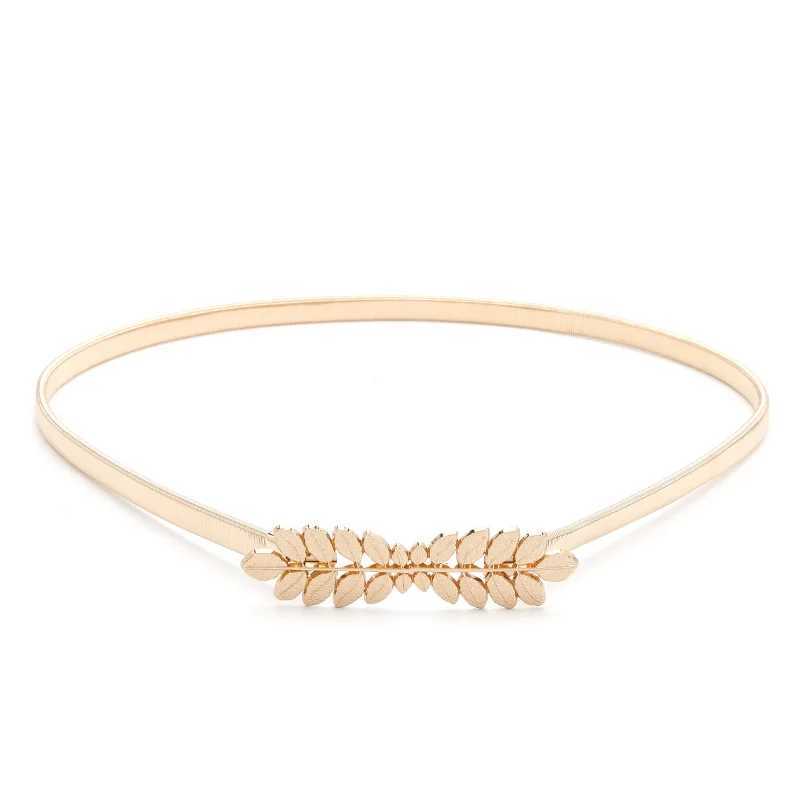 ZLY 2022 New Fashion Belt Womens Luxury Gold Foil Elastic Decorative Dress Summer Waist Girls Versatile Flower Belt W250109
