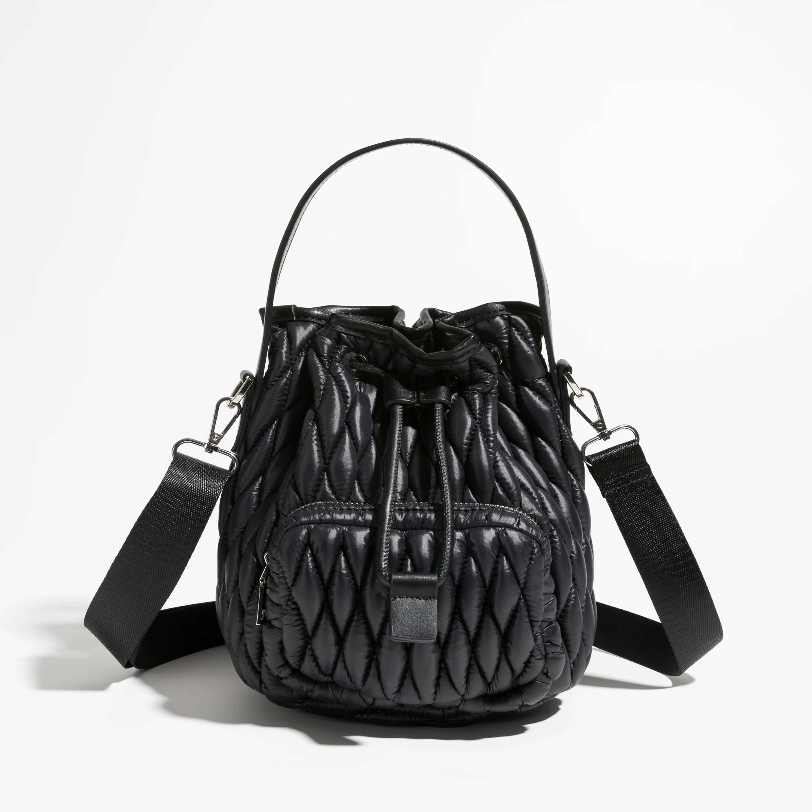 Fashion Nylon Quilted Buckets Bag Designer Padded Women Handbags Down Cotton Shoulder Crossbody Bags Casual Small Purses