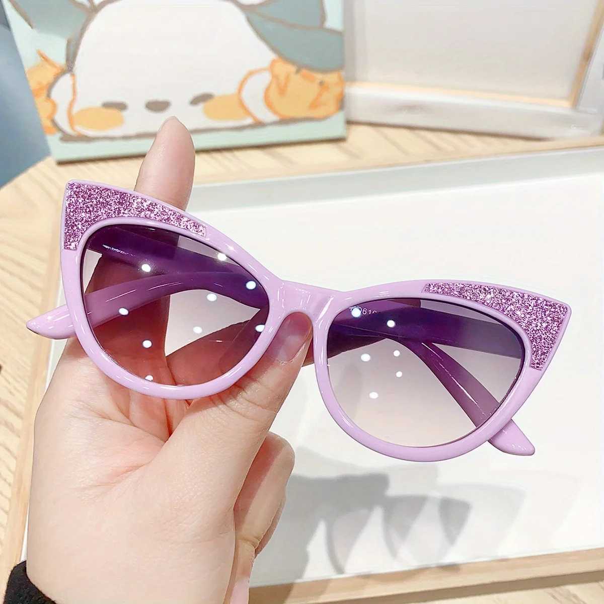 Cute cat eye childrens sunglasses shiny bow sunglasses cute baby glasses trend girl boy glasses W250109