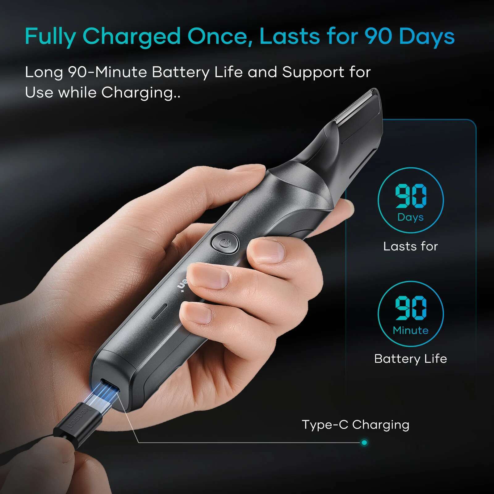 Kensen S6 Electric Body Tirmmer for Men Groomer Clipper IPX5 Waterproof Groin Pubic Hair Trimmer with 2 Attachments Barber