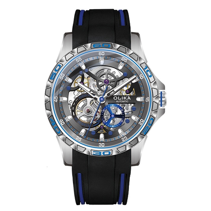 Stylish Men's Automatic Skeleton Mechanical Watch with Luminous Features