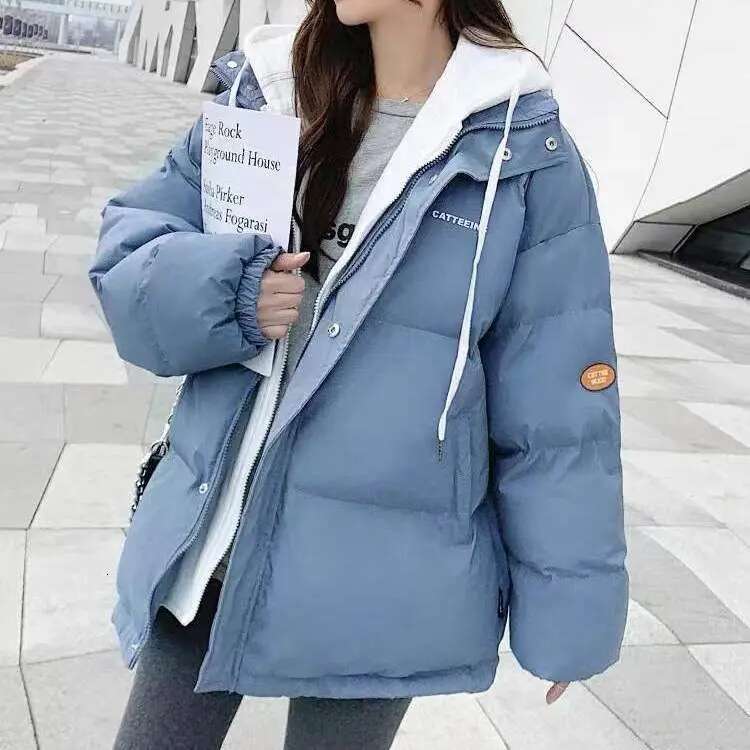 Down For Girls Winter Wear 2024 New Student Short Fake Two-Piece Cotton-Padded Jacket