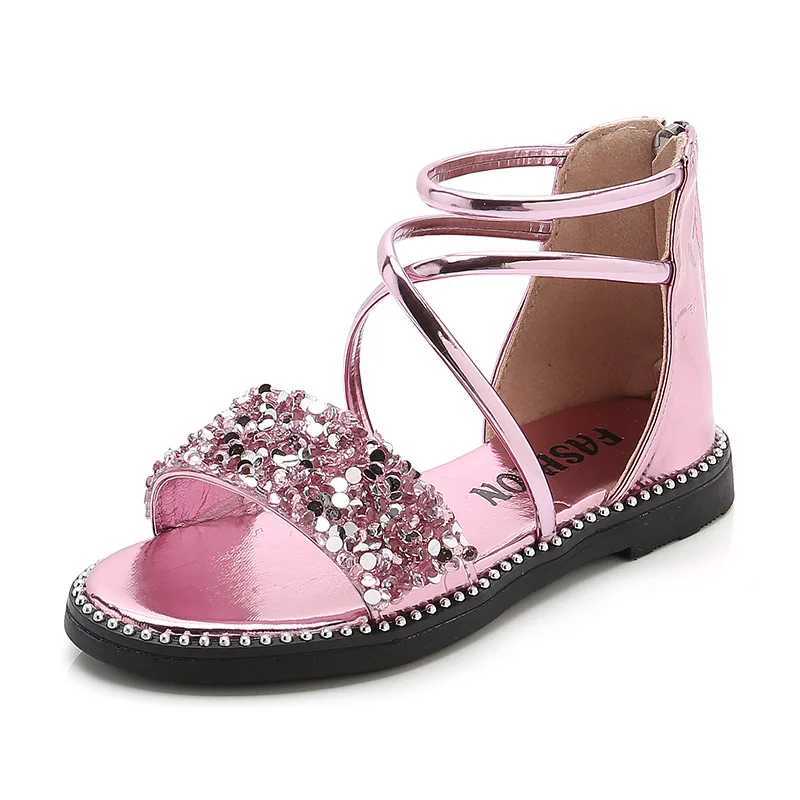 2020 Girls Princess Leather Sandals Summer Glitter Princess Shoes Childrens Sandals Childrens Little Girls 3 4 5 6 7 8 9 10 11 W250108