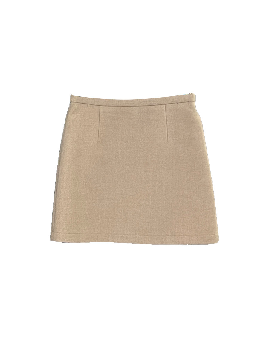 B52212 Autumn and winter new temperament commuting solid color high waist skirt hip A-line short skirt female