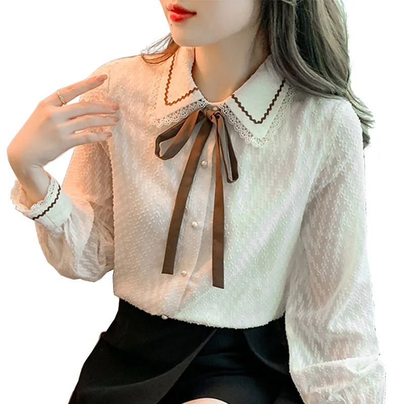 Women Spring Autumn Blouses Shirts Lady Casual Long Sleeve Turndown Collar Patchwork Blusas Tops DF4734 250109