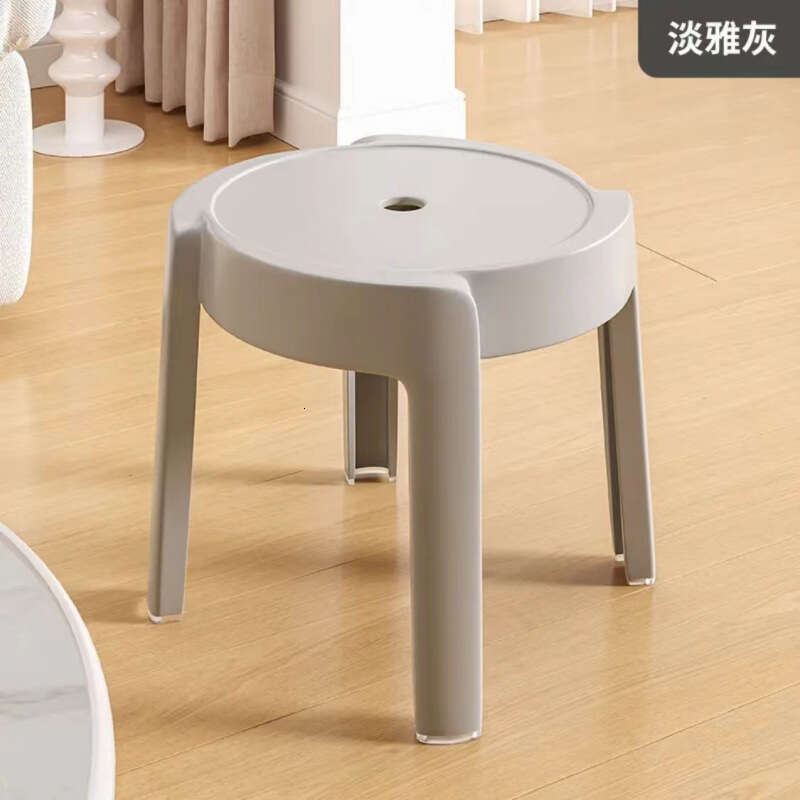 084 Plastic thickened household small adult round can be stacked, coffee table stool, bathroom anti slip children's low stool