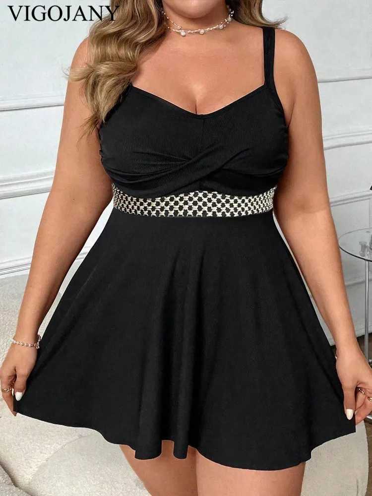 VigoJany 2025 Print Strapped Plus Size Swimwear Women Cross Push Up Large One Piece Swimsuit ss Summer Chubby Bathing SuitXJ240108