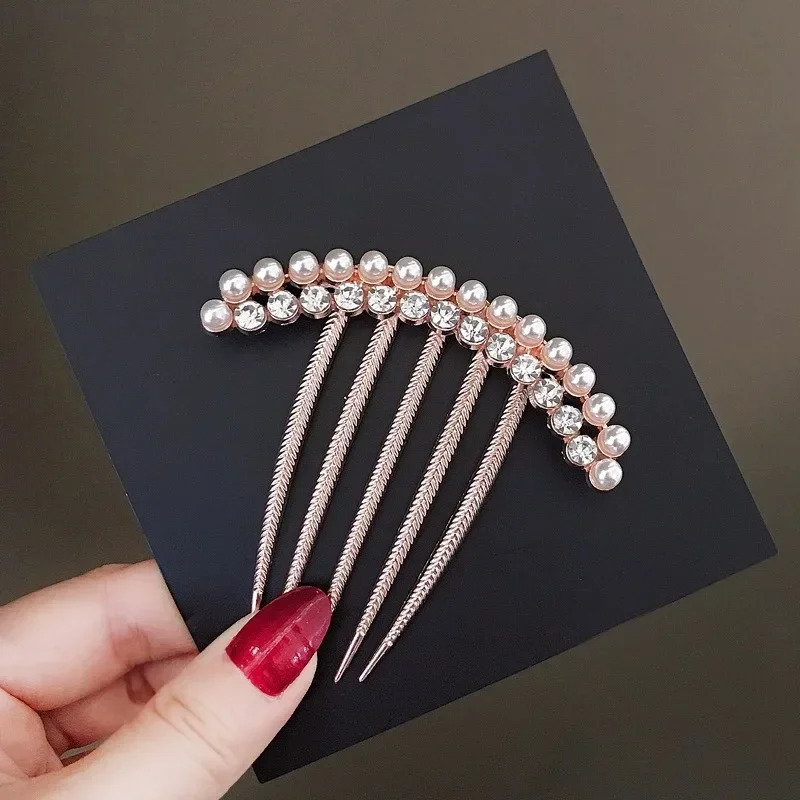 Elegant Zircon Hair Comb Pearl Crystal Hairpin Clips Wedding Bridal Hairclaw Jewelry Accessories Gifts 241228