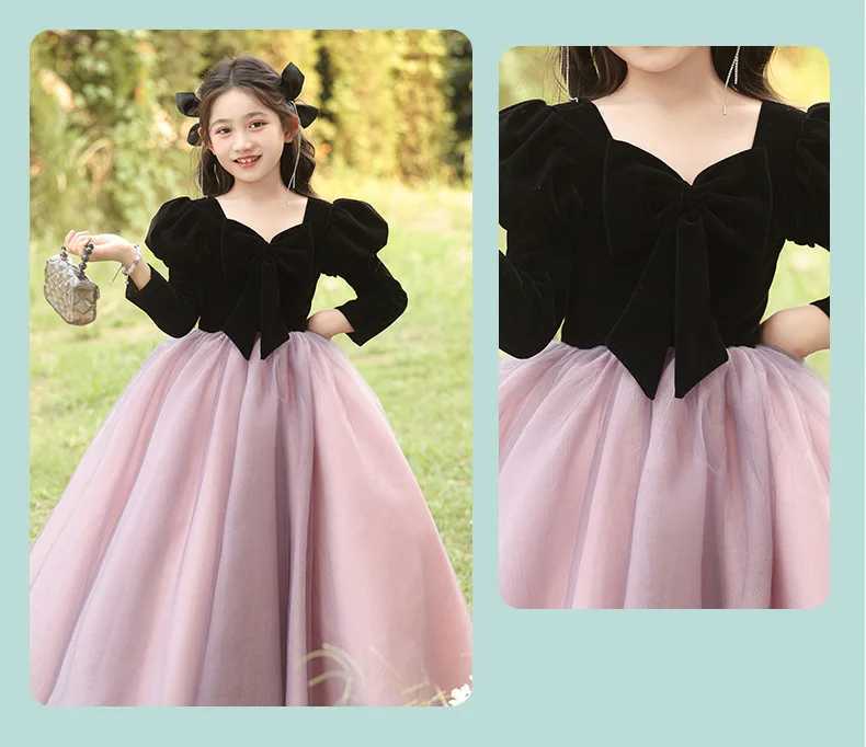 Kids Satin Gowns Dresses Clothing Elegant Formal Ball Gown For Girls Cute Puffy Skirt Spanish Sle Dress for 3-5-7-9-12-13YXJ250108