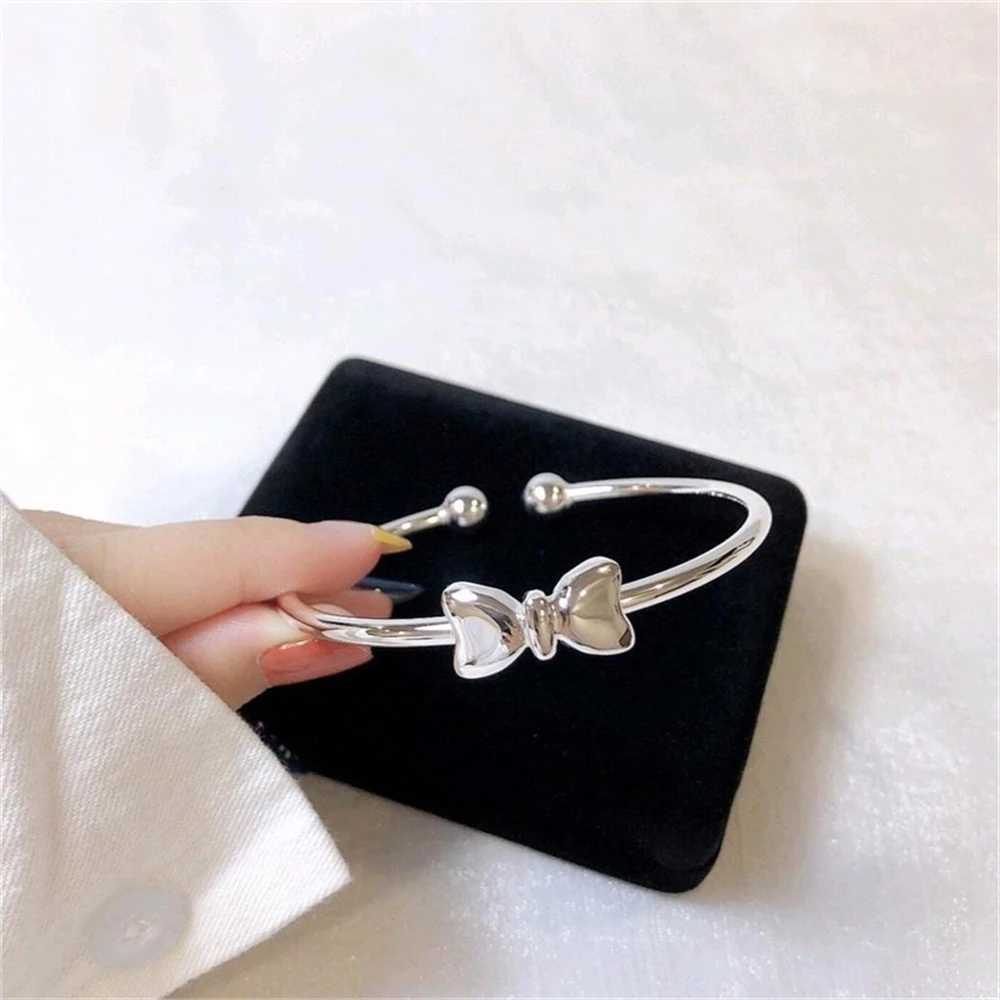 Simple Silver Color Bowknot Bracelet for Women Fashion Tassel Transfer Bead Bell Bracelets Bangles Party Jewelry Birtay GiftsXJ250109