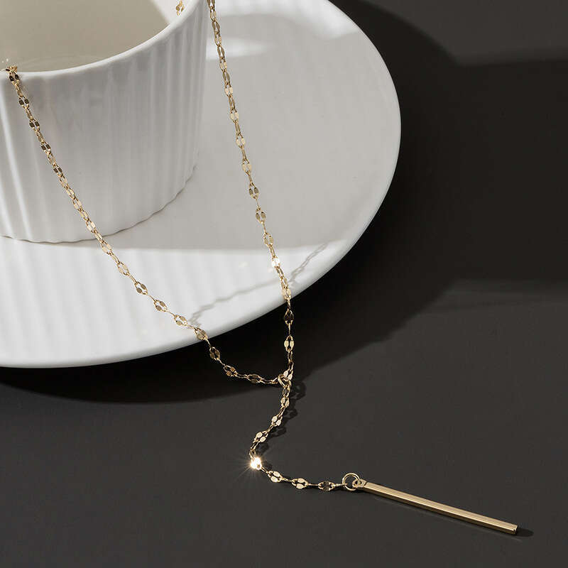 Simple temperament, lace lip chain necklace, personalized layering, Y-shaped tassel, long collarbone neck chain, cool style necklace decoration