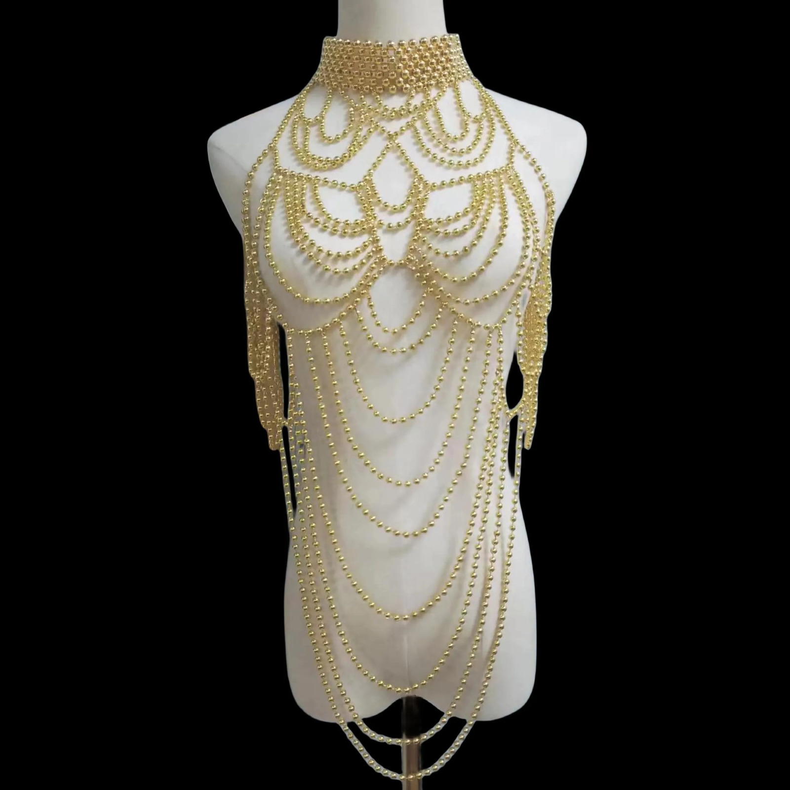 Body Chain Jewelry Pearl Sexy totally hand-made Shoulder Bikinis Waist Chain Bra Body Chains For Women Waist Hain Wedding Dress 250107