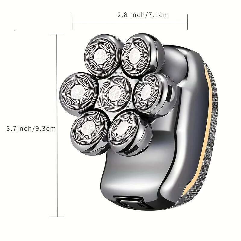 set Men's Razor - Rechargeable Cordless Hair Shaving Razors For Bald Man 6 In 1 Waterproof Wet Dry Beard Kit 7 Rotary Heads