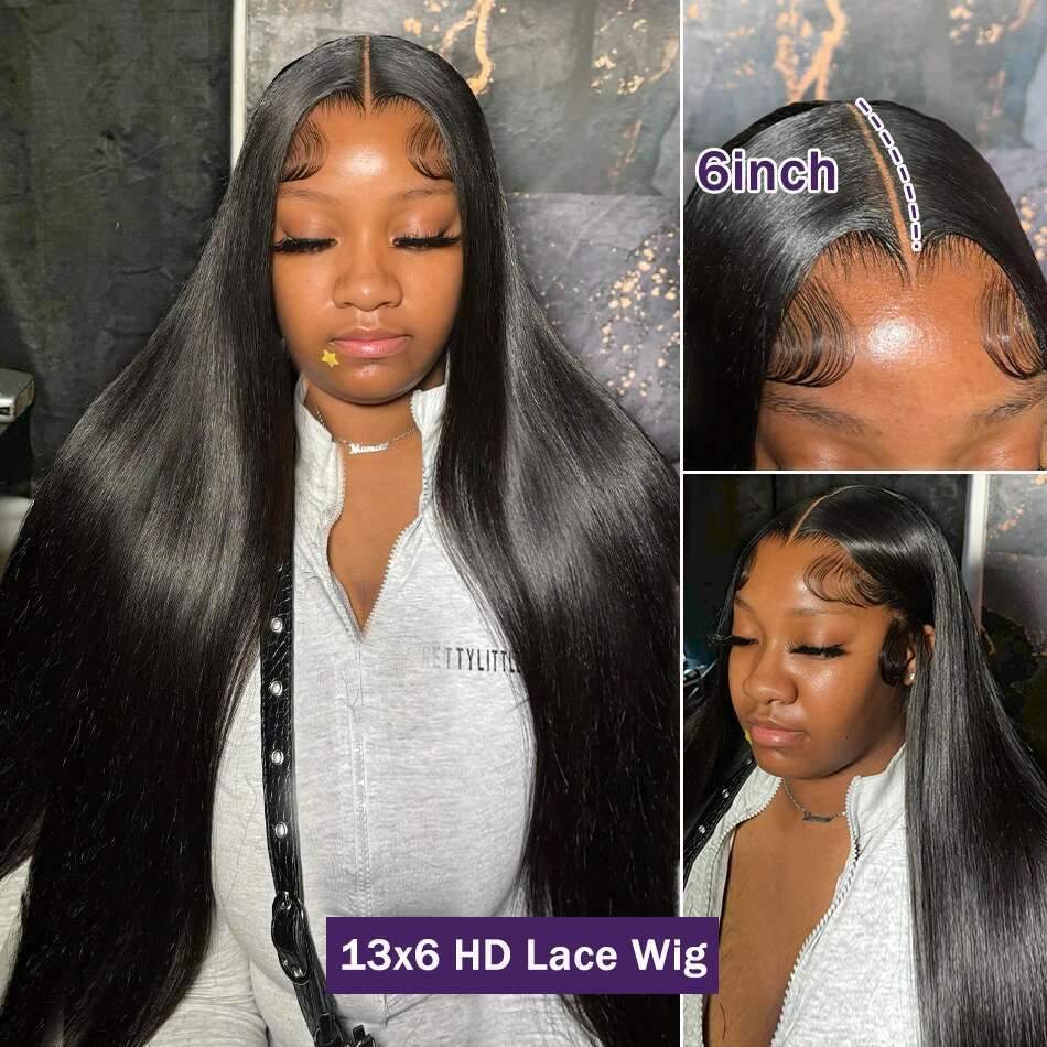 Wigirl HD 30 40 Inch Straight 13X6 Human Hair Frontal Wigs 200% Brazilian Remy Preplucked 13X4 Lace Front Wig For Women