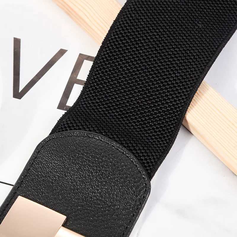 Womens elastic wide belt classic womens multi-color square buckle dress decoration ultra-thin elastic belt W250109