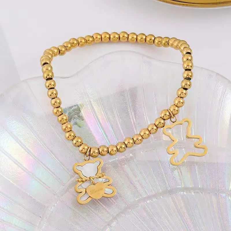 XIYA Cute Style Women Bracelet Stainl Steel Bear She Beads Bracelets for Women Holiday Party Girls JewelryXJ250109